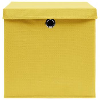Aufbewahrungsboxen mit Deckeln 10 Stk. 28x28x28 cm Gelb