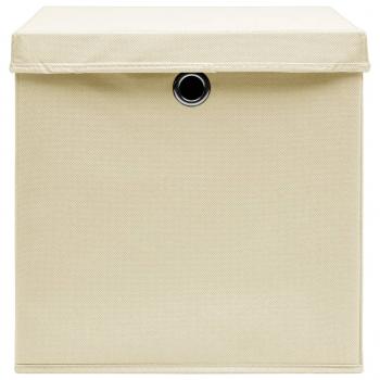  Aufbewahrungsboxen mit Deckel 4 Stk. Creme 32x32x32 cm Stoff