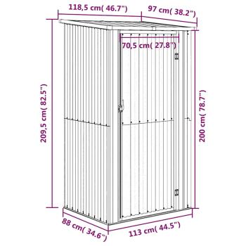 Geräteschuppen Anthrazit 118,5x97x209,5 cm Verzinkter Stahl