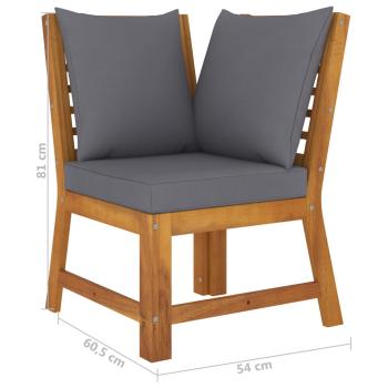 9-tlg. Garten-Lounge-Set mit Auflagen Massivholz Akazie