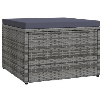 ARDEBO.de - Outdoor-Fußhocker mit Kissen Grau Polyrattan