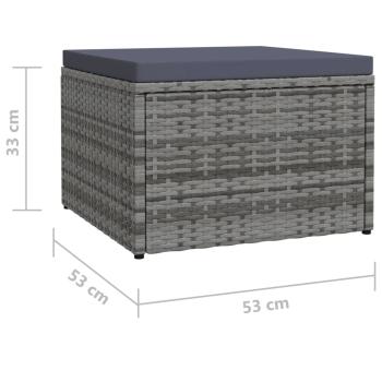 Outdoor-Fußhocker mit Kissen Grau Polyrattan