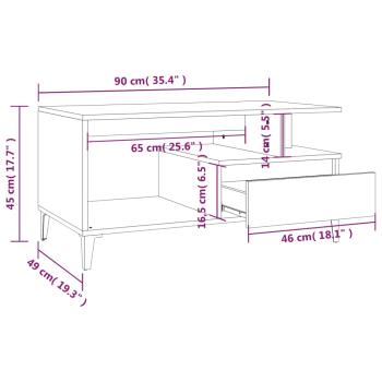 Couchtisch Grau Sonoma 90x49x45 cm Holzwerkstoff