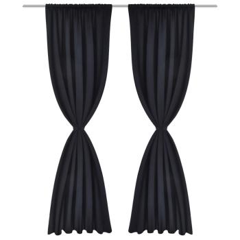 Verdunkelungs-Vorhänge mit Schlaufen 135 x 245 cm Schwarz blackout