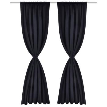 Verdunkelungs-Vorhänge mit Schlaufen 135 x 245 cm Schwarz blackout