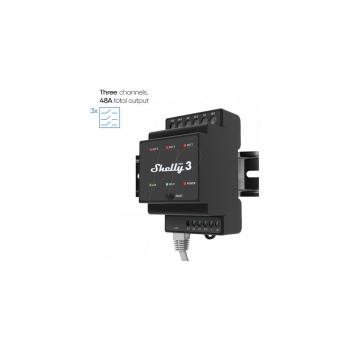 Shelly Pro 3 Relaisschalter, WLAN, Bluetooth, LAN, 3-Kanal, 3x 16A, max. 48A, Hutschiene (Shelly_Pro3)