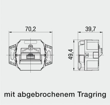 Rutenbeck (136104030) UAE-CAT.6A ISO-8 UP 0 UAE-Anschlussdose, 1-fach, 8-polig