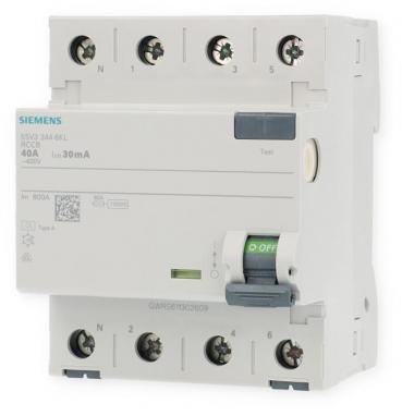 ARDEBO.de Siemens 5SV33446KL FI-Schutzschalter, 4-polig, Typ A, 40A, 30mA, 400V, N-links