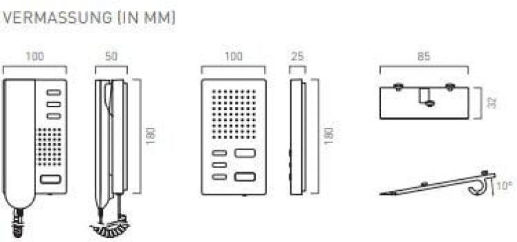 TCS ISH3030-0140 Audio-Innenstation mit Freisprecher, 1 Klingeltaste, Türöffnerautomatik, weiß