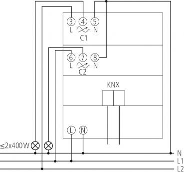 Theben DM 2 T KNX 2-fach Universaldimmaktor, FIX1, 400 Watt (4940270)
