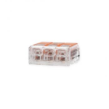 Wago 221-613 3-Leiter COMPACT Verbindungsklemme 0,5-6 mm², Betätigungshebel, transparent