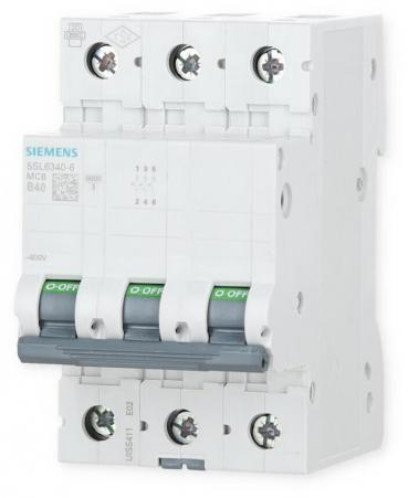 Siemens 5SL63406 Leitungsschutzschalter 400V, 6kA, 3-Polig, B-Charakteristik, 40A