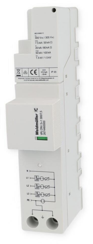 ARDEBO.de Weidmüller VPU ZPA I 3+1 300/7,5 Kombiableiter 1+2 (2674460000)