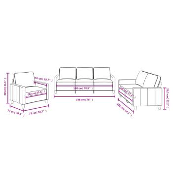 3-tlg. Sofagarnitur mit Kissen Schwarz Stoff