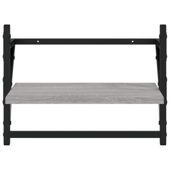 Wandregale mit Stangen 2 Stk. Grau Sonoma 40x25x30 cm