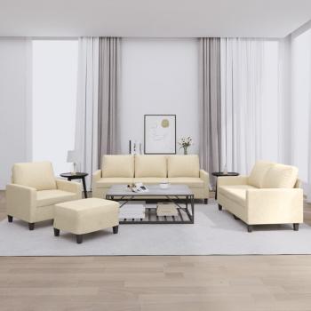 ARDEBO.de - 4-tlg. Sofagarnitur mit Kissen Creme Stoff
