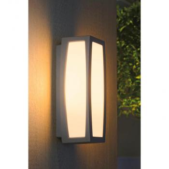 SLV MERIDIAN BOX Outdoor Wandleuchte, E27, TC-(D,H,T,Q)SE, IP54, max. 25W, silbergrau (230044)