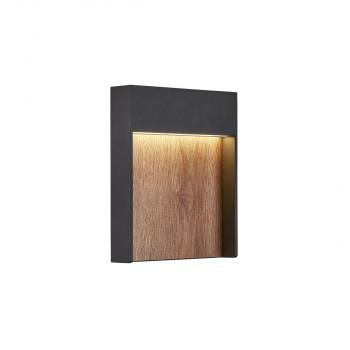 ARDEBO.de SLV FLATT Outdoor LED Wandaufbauleuchte, 14W, 500lm, 3000K, IP65, anthrazit/braun (1002953)