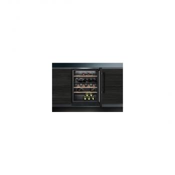 Siemens KU21WAHG0 IQ500 Weinlagerschrank, 60 cm breit, 44 Standardweinflaschen, 2 Temperaturzonen, Glastür UV Schutz, Beleuchtung, Temperatur regelbar, Flaschenborde Eiche, schwarz