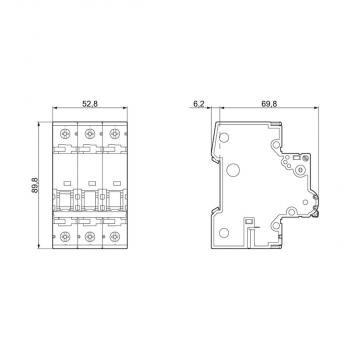 Siemens 5SY4306-7 Leitungsschutzschalter 400V 10kA, 3-polig, C, 6A, T=70mm
