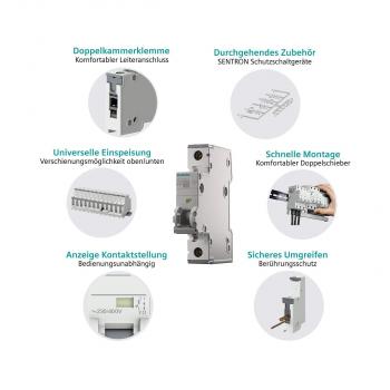 Siemens 5SY4306-7 Leitungsschutzschalter 400V 10kA, 3-polig, C, 6A, T=70mm