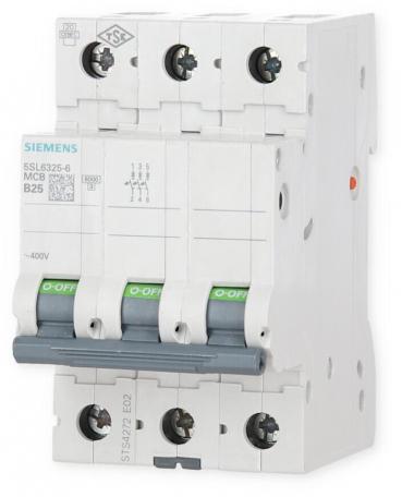 Siemens 5SL63256 Leitungsschutzschalter 400V, 6kA, 3-Polig, B-Charakteristik, 25A