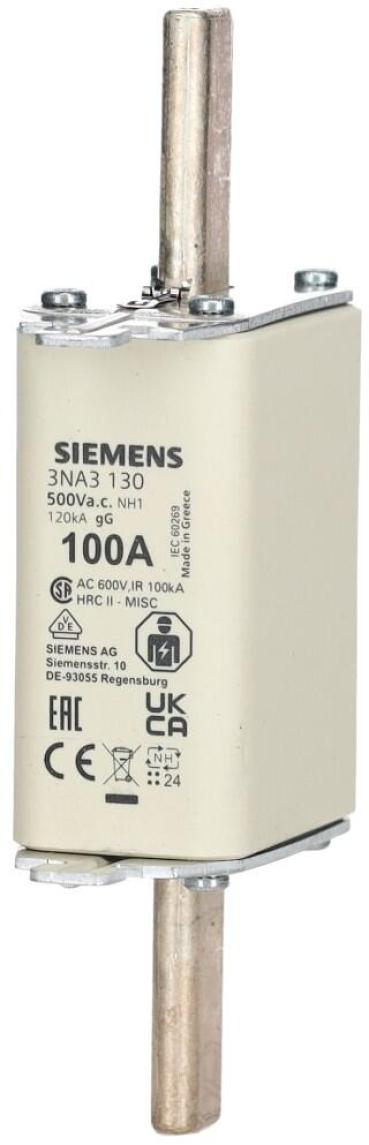 Siemens 3NA3130 NH-Sicherungseinsätze GL/GG 100A, 3 Stck.