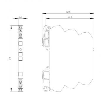 Siemens 3RQ3018-1AB00 Ausgangskoppler Relaiskoppler, 1 Wechsler, AC/DC 24 V, Baubreite 6,2 mm, Schraubanschluss, thermischer Strom, 6A