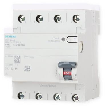 Siemens 5SV3644-4 FI-Schutzschalter, 4-polig, Typ B, kurzzeitverzögert, 40A, 300mA, 400V