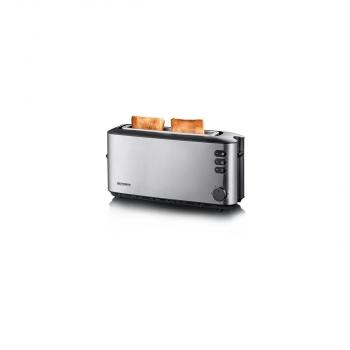 ARDEBO.de Severin AT 2515 Automatik-Langschlitztoaster, 1000W, Defroster-Stufe, Aufwärmstufe, Edelstahl gebürstet/schwarz