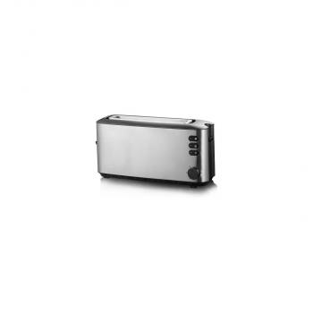 Severin AT 2515 Automatik-Langschlitztoaster, 1000W, Defroster-Stufe, Aufwärmstufe, Edelstahl gebürstet/schwarz