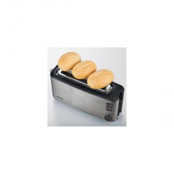 Severin AT 2515 Automatik-Langschlitztoaster, 1000W, Defroster-Stufe, Aufwärmstufe, Edelstahl gebürstet/schwarz