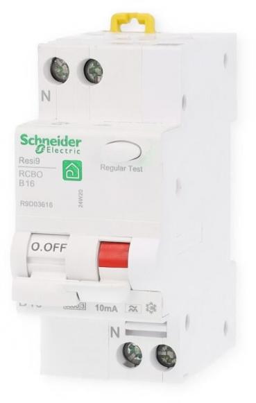 ARDEBO.de Schneider R9D03616 FI/LS-Schalter Resi9 2-Polig, 16A, B-Charakteristik, 10mA, Typ A, 6kA
