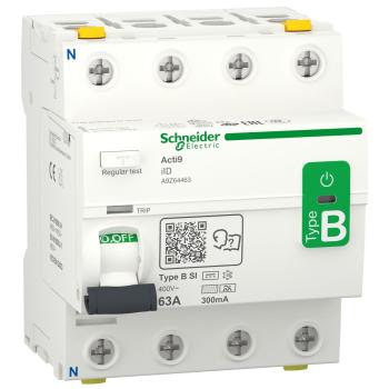 ARDEBO.de Schneider Electric A9Z64463 FI-Schutzschalter, 4P, 63A, 300mA, Typ B-SI