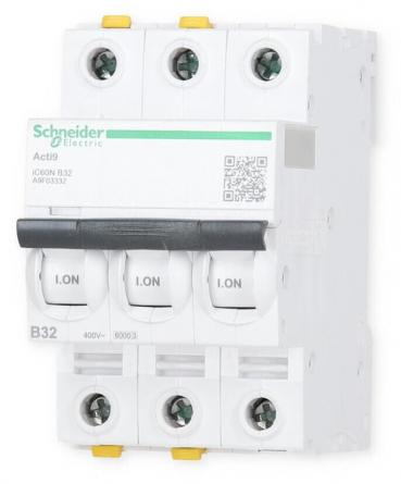 ARDEBO.de Schneider Electric A9F03332 Leitungsschutzschalter iC60N, 6 kA, B-Charakteristik, 32A, 3-Polig