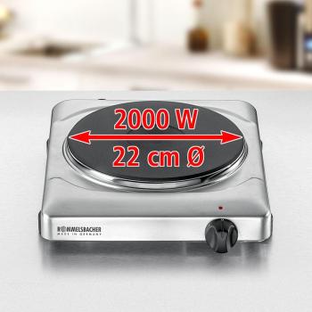 Rommelsbacher THS 2022/E Gastro Einzelkochplatte, 2000 W, Edelstahl