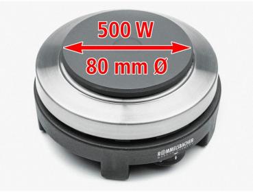 Rommelsbacher RK501 Reisekochplatte, 500 W, Gussheizplatte, edelstahl/schwarz