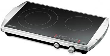 ARDEBO.de Rommelsbacher CT3400/E Glaskeramik-Doppelkochplatte, 3400 W, 2 Kochzonen, schwarz/edelstahl