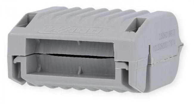 Wago 207-1331 Gelbox, für Aderleitungen, Serie 221, 2x73, max. 4mm²-Klemmen, ohne Verbindungsklemmen, Größe 1, grau