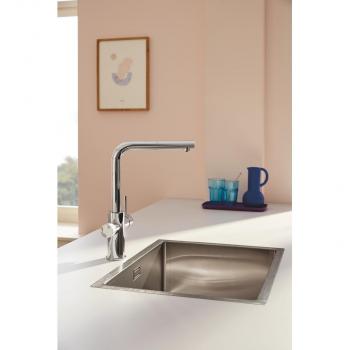 GROHE Blue Pure Minta Einhebelmischer herausziehbarem Mousseurauslauf, L-Auslauf, chrom (30601000)