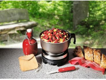 Rommelsbacher RK501/SU Reisekochplatte, 500W, Gussheizplatte, Edelstahl/schwarz