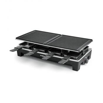Rommelsbacher RCS 1350 Raclette, 1350W, 8 Pfännchen, 8 Wendeschaber, Antihaftbeschichtung, schwarz/Edelstahl
