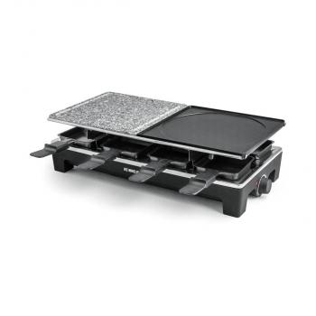 Rommelsbacher RCS 1350 Raclette, 1350W, 8 Pfännchen, 8 Wendeschaber, Antihaftbeschichtung, schwarz/Edelstahl