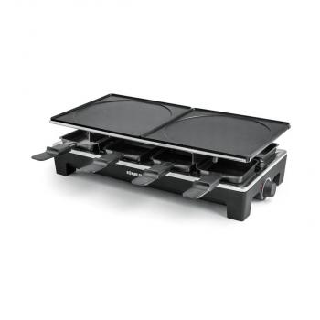 Rommelsbacher RCS 1350 Raclette, 1350W, 8 Pfännchen, 8 Wendeschaber, Antihaftbeschichtung, schwarz/Edelstahl