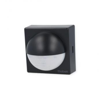 Theben theLuxa R180 BK Bewegungsmelder (PIR) Wandmontage außen IP55, Lichtsteuerung, 180° halbrund, max. 12 m, schwarz 1010201