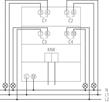 Theben RM 4 I KNX Schaltaktor 4-fach, 16 A C-Last 200 µF, KNX TP 4940210