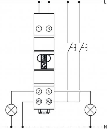 Theben OKTO S22-230 Stromstoßschalter elektromechanisch, 2 Kanäle/Schließer, allpolige Abschaltung, 200 W LED, kein Ruhestromverbrauch, SELV, 2 Drähte pro Taster, Bedienung über integrierten Handschalter möglich 3120122