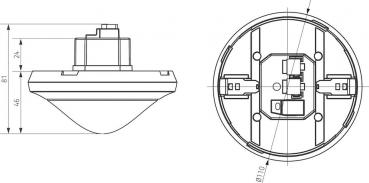 Theben theRonda P360 KNX UP WH Präsenzmelder (PIR) Deckenmontage Unterputz innen, 360° rund, 24 m, 2 Kanäle Licht, 2 Kanäle Präsenz für HKL, weiß 2089000