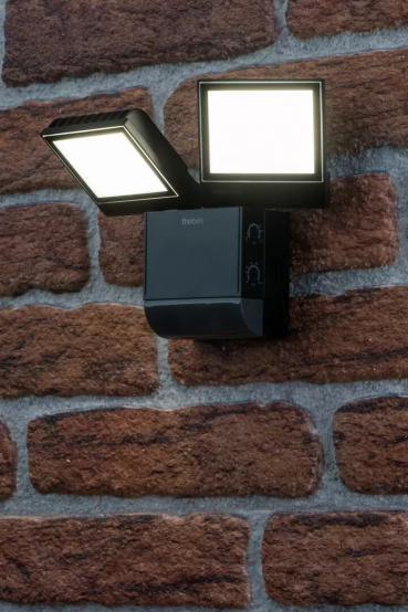 Theben theLeda S17-100 BK LED-Strahler Wandmontage, 17 Watt, schwarz, 2 LED-Panels, drehbar / schwenkbar, Bewegungsmelder, 4000 K (neutralweiß) 1020803