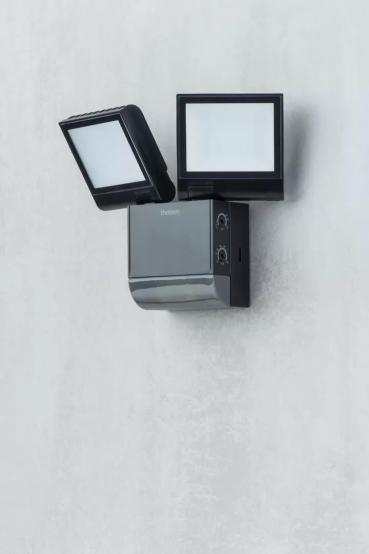 Theben theLeda S17-100 BK LED-Strahler Wandmontage, 17 Watt, schwarz, 2 LED-Panels, drehbar / schwenkbar, Bewegungsmelder, 4000 K (neutralweiß) 1020803
